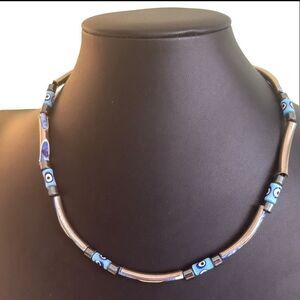 Vintage Evil Eye Necklace w/ Hematite & Cool Glass Beads.